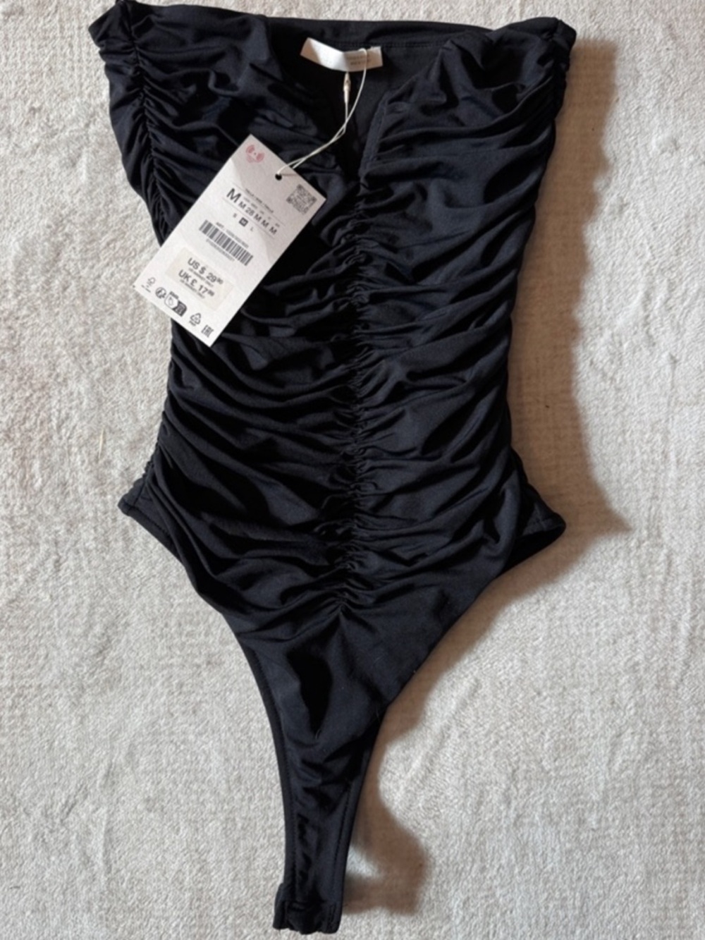 Zara RUCHED POLYAMIDE BANDEAU BODYSUIT - black - Picture 4 of 10